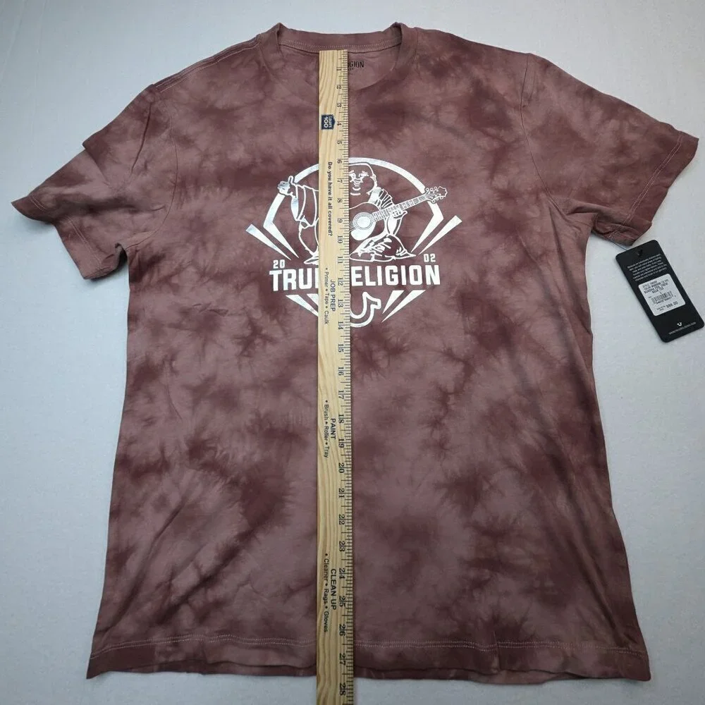 True Religion Jeans T-Shirt Tie Dye Logo Tee Crew Buddha Horseshoe Graphic Men's